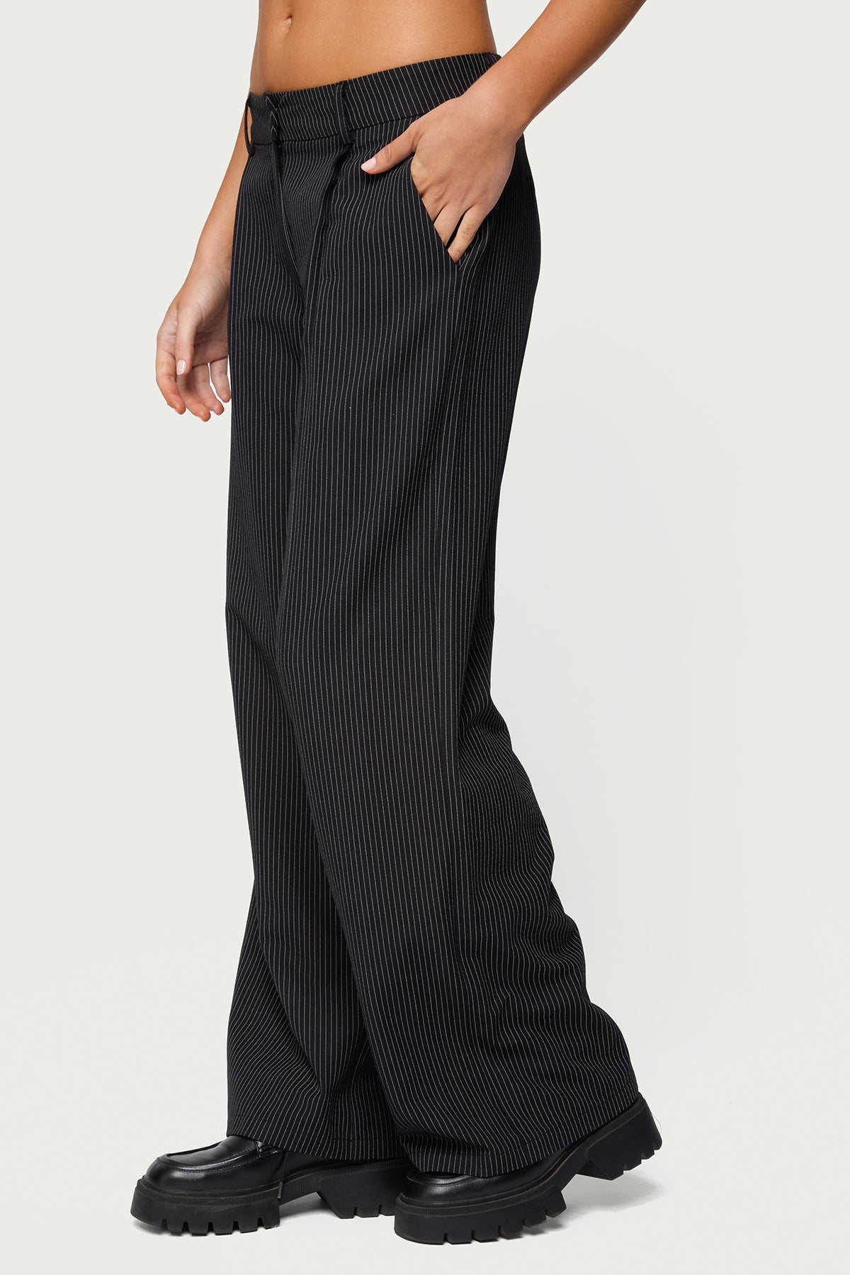Pinstripe Tailored Straight Leg Trousers