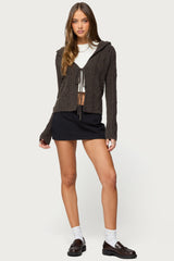 Jayla Hooded Cable Knit Cardigan