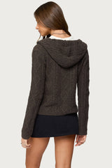 Jayla Hooded Cable Knit Cardigan