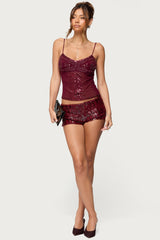 Azelia Beaded Sheer Mesh Top