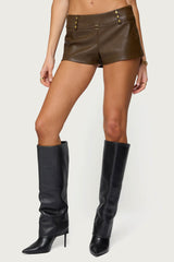 Reese Studded Faux Leather Micro Shorts