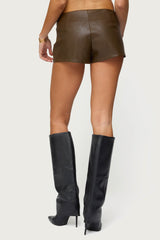 Reese Studded Faux Leather Micro Shorts