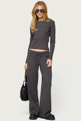 Cicilia Straight Leg Ribbed Trousers