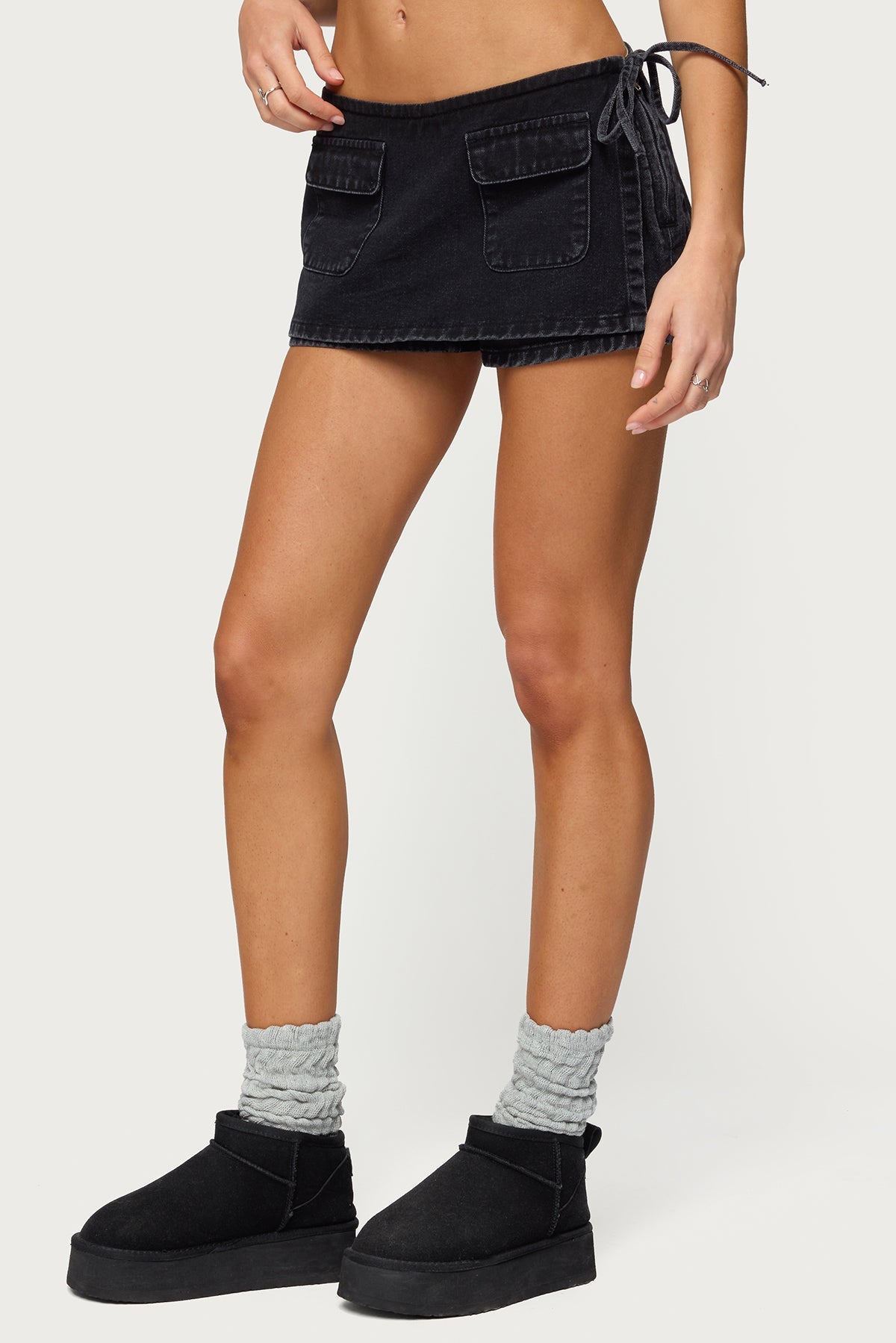 Giselle Wrap Denim Mini Skirt