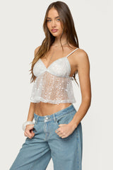 Sheer Sequin Babydoll Tank Top