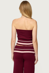Kaliya Stripey Strapless Knit Top