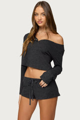 Teddy Cropped Waffle Top
