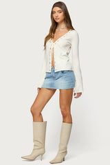 Jesy Iridescent Split Front Knit Cardigan