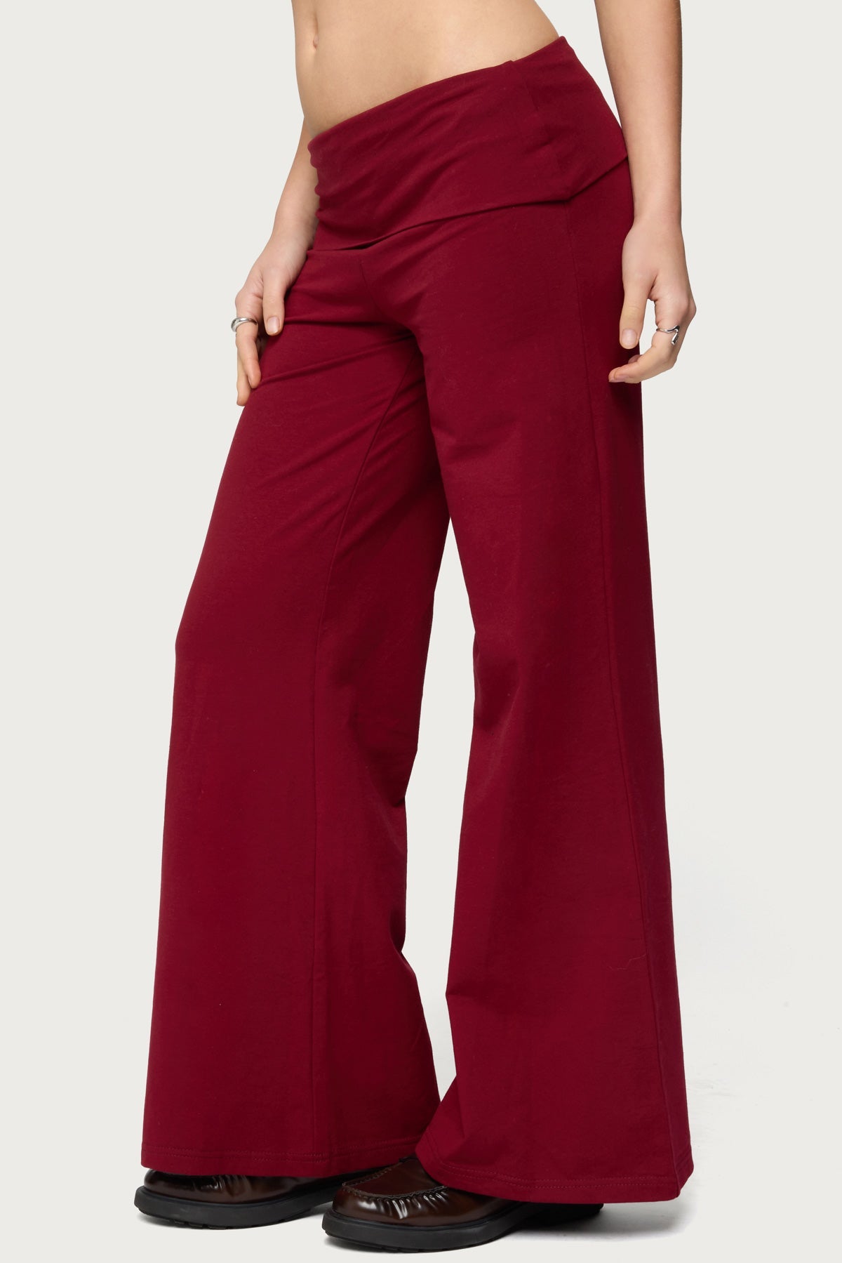 Petite Wide Leg Fold Over Trousers
