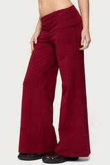 Petite Wide Leg Fold Over Trousers