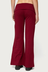 Petite Wide Leg Fold Over Trousers