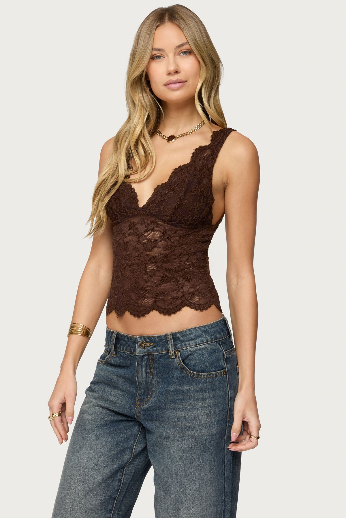 Araura Lace Velvet Floral Top
