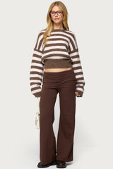 Petite Wide Leg Fold Over Trousers