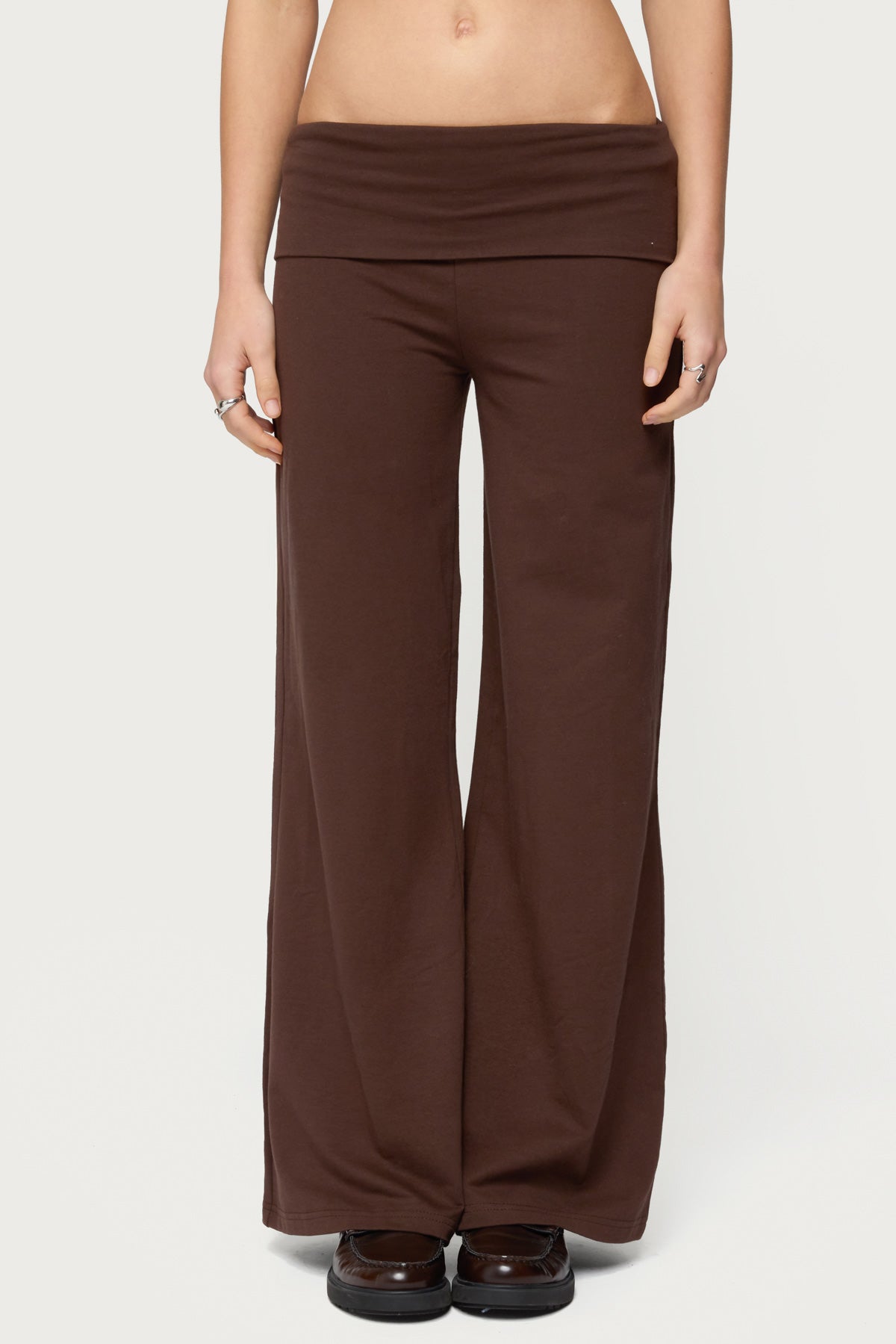 Petite Wide Leg Fold Over Trousers