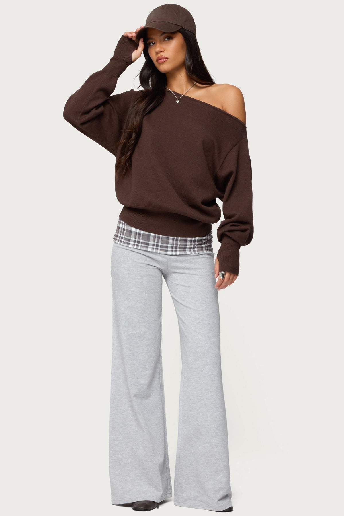 Kimmy Plaid Foldover Waist Trousers