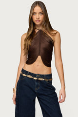 Hara Fringed Crisscross Backless Top