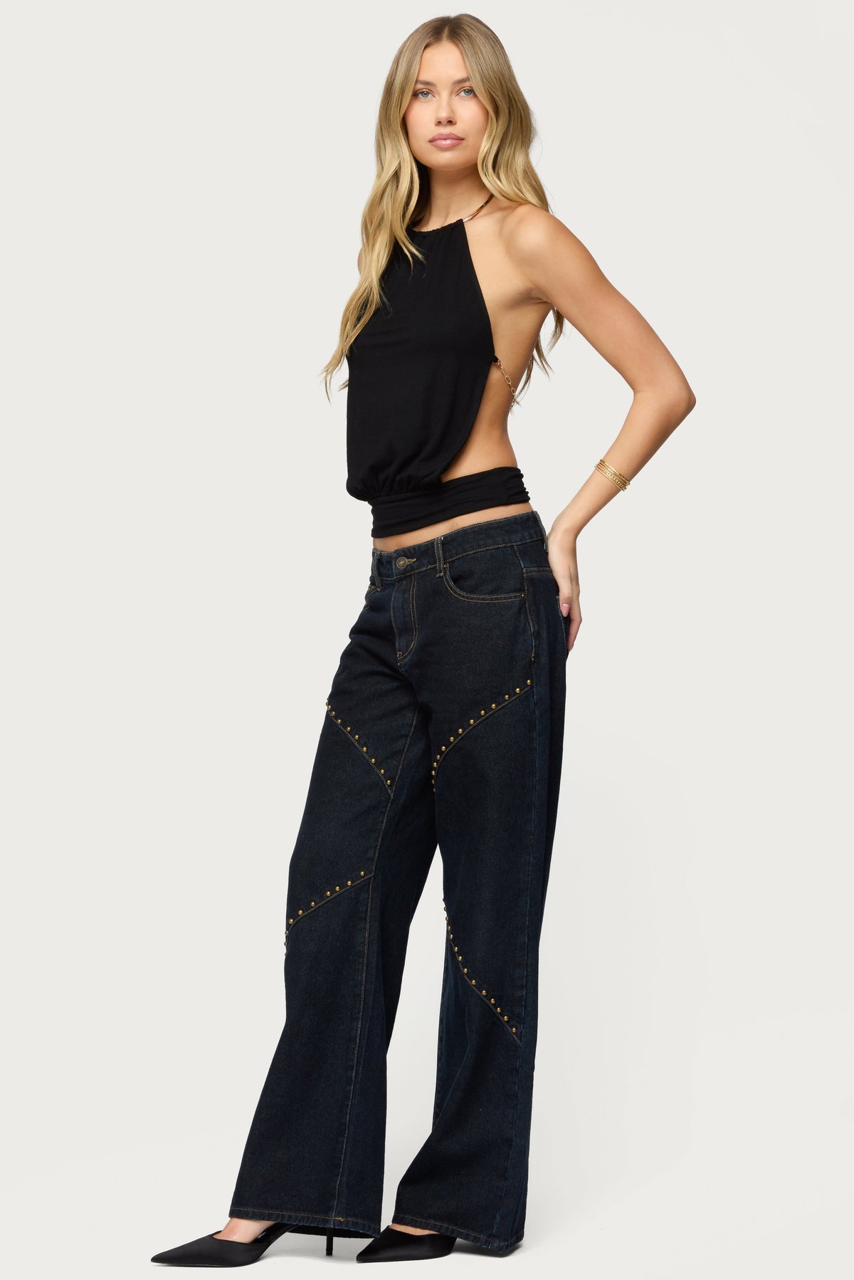 Charla Stud Low Rise Baggy Jeans