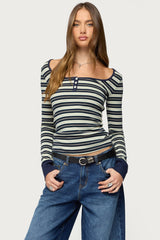 Jaida Striped Henley Top