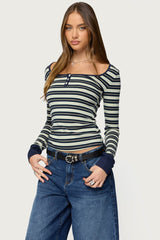 Jaida Striped Henley Top