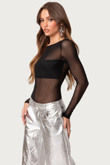 Sheer Mesh Bandeau Bodysuit