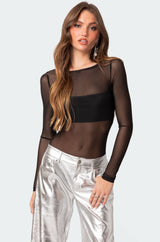 Sheer Mesh Bandeau Bodysuit