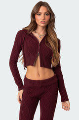 Ray Cable Knit Hooded Cardigan