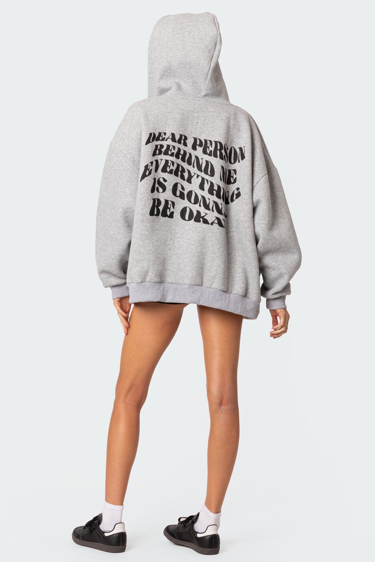 Everything'S Ok Zip Up Oversized Hoodie