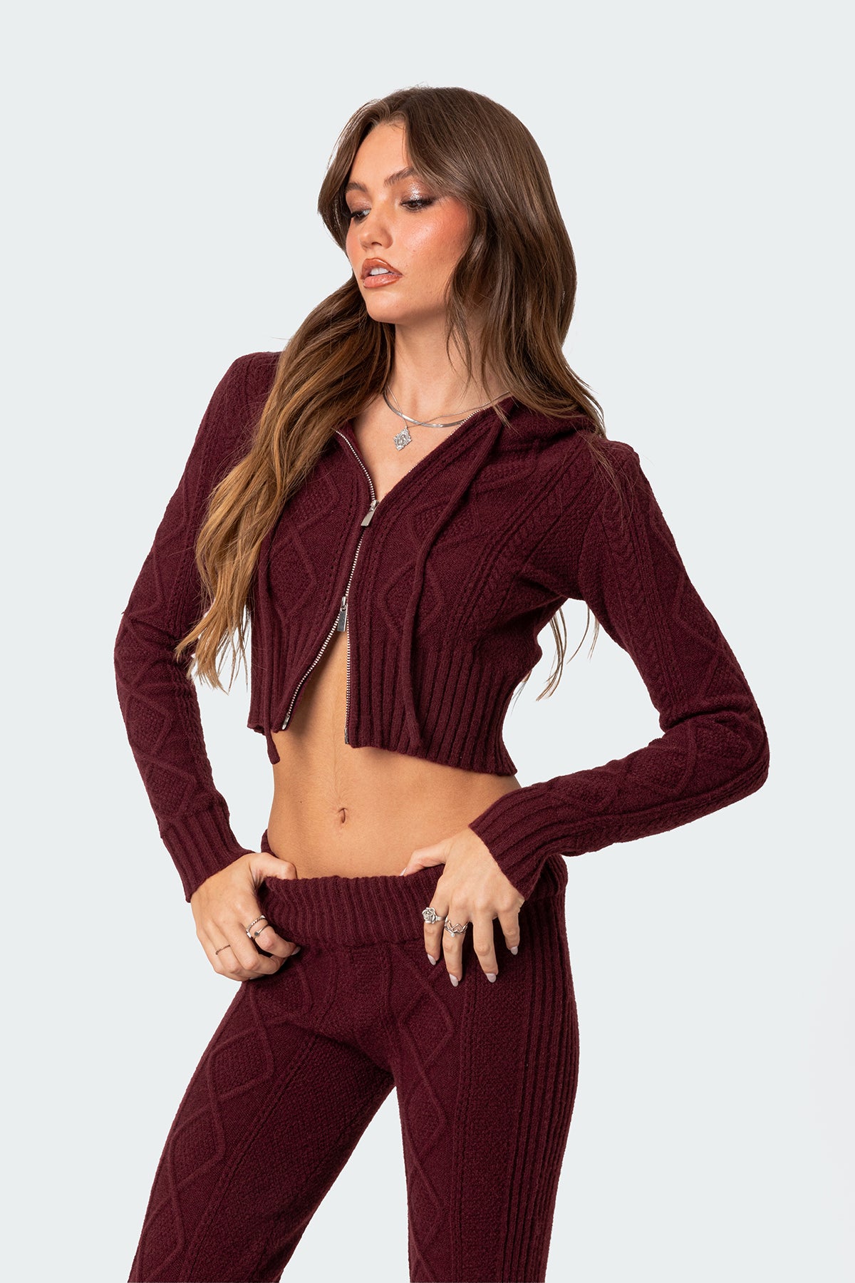 Ray Cable Knit Hooded Cardigan