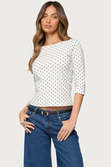 Lela Polka Dot Quarter Sleeve Top