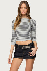 Imelde Striped Boat Neck Top