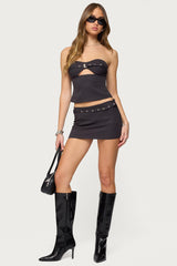 Jazi Cutout Grommet Belt Strapless Top