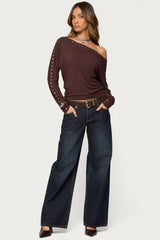 Paola Off Shoulder Stud Top