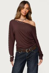 Paola Off Shoulder Stud Top