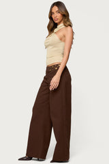 Mixed Grommet Low Rise Wide Leg Jeans