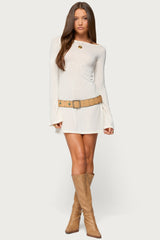 Noria Sheer Flared Sleeve Mini Dress