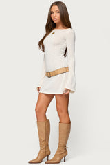 Noria Sheer Flared Sleeve Mini Dress