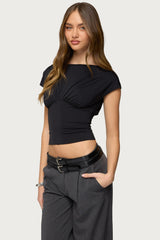 Leonah Ruched Boat Neck Top