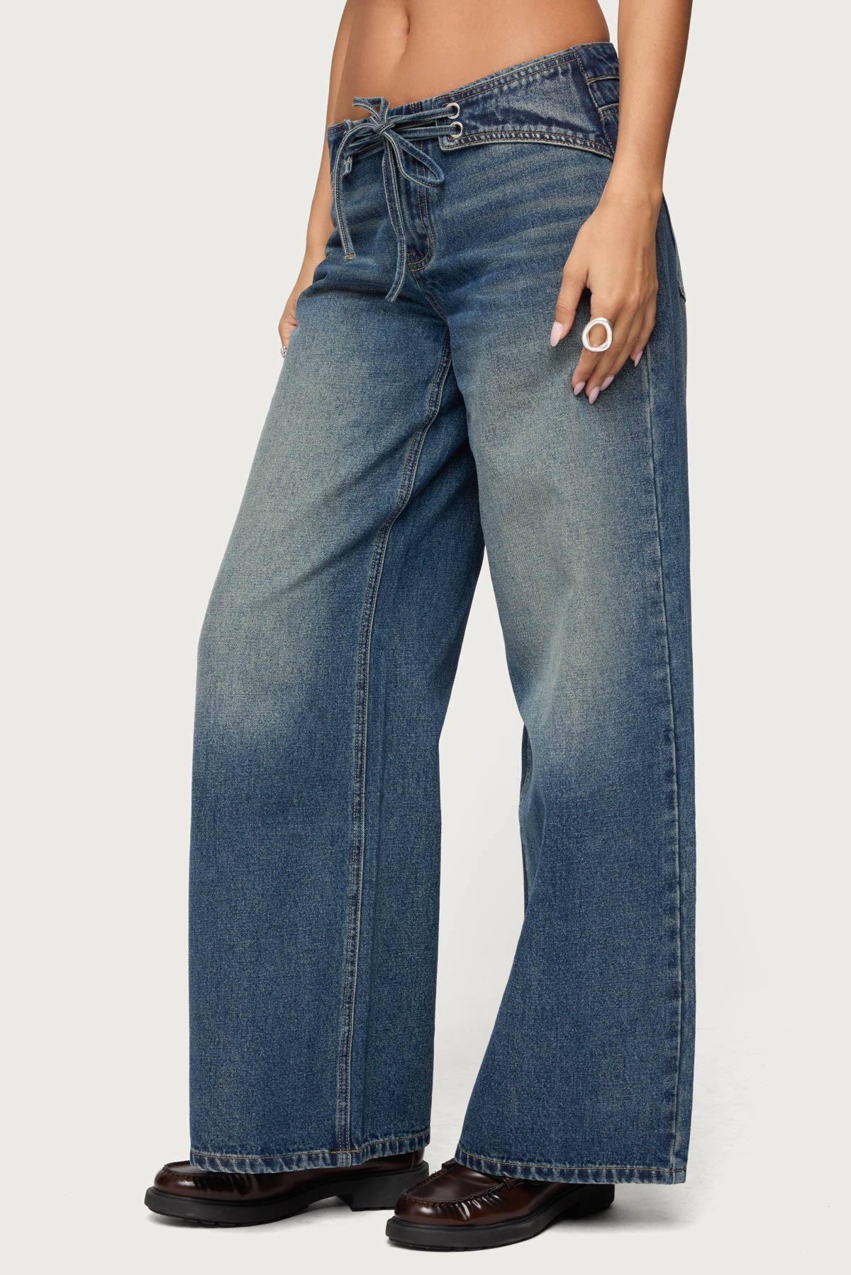 Niah Lace Up Low Rise Baggy Jeans