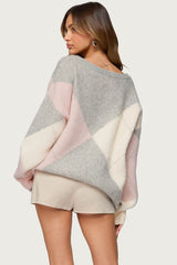Elda Oversized Argyle Sweater