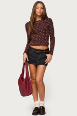 Daliya Polka Dot Long Sleeve Top