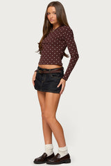 Daliya Polka Dot Long Sleeve Top