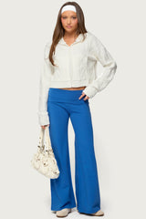 Wide Leg Foldover Trousers