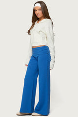 Wide Leg Foldover Trousers