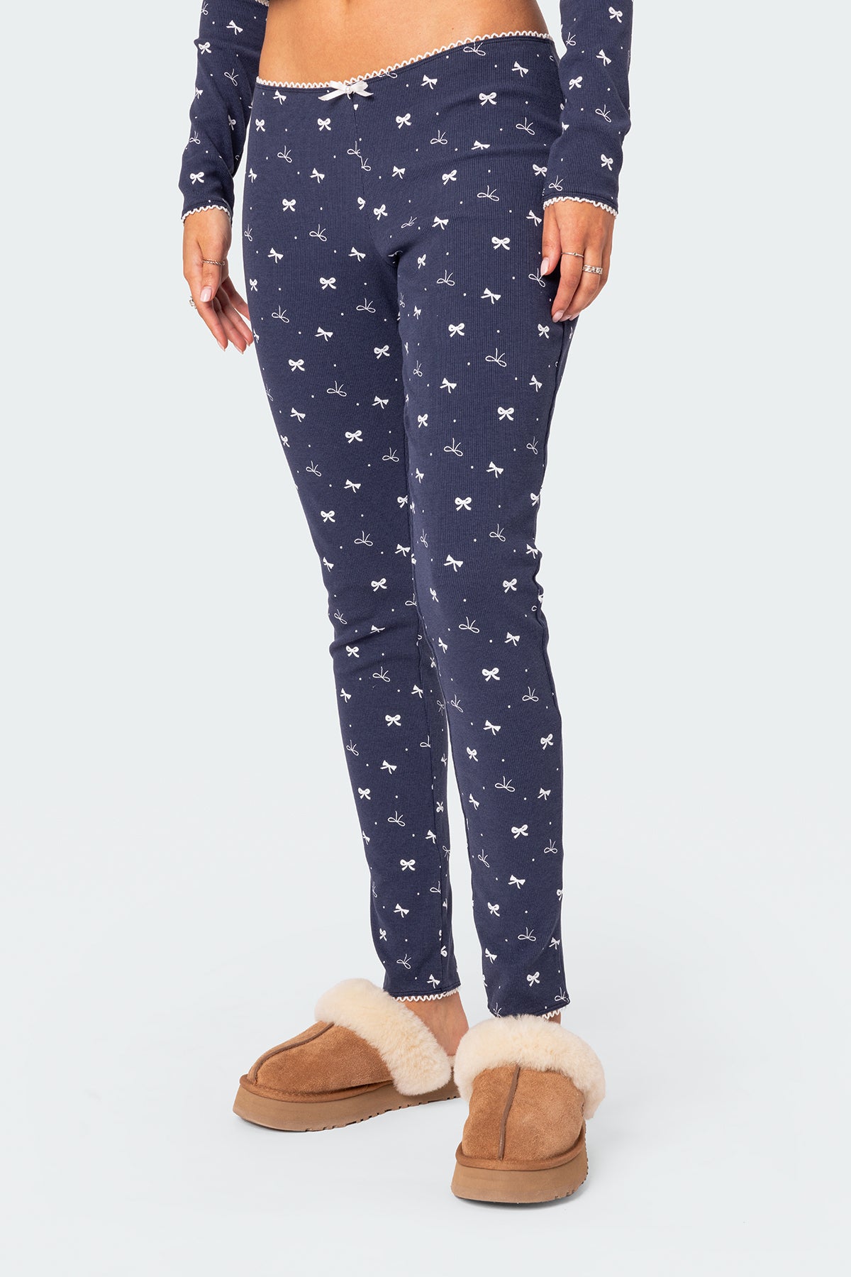 Bradley Bow Print Ribbed Pajama Leggings