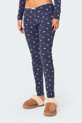 Bradley Bow Print Ribbed Pajama Leggings