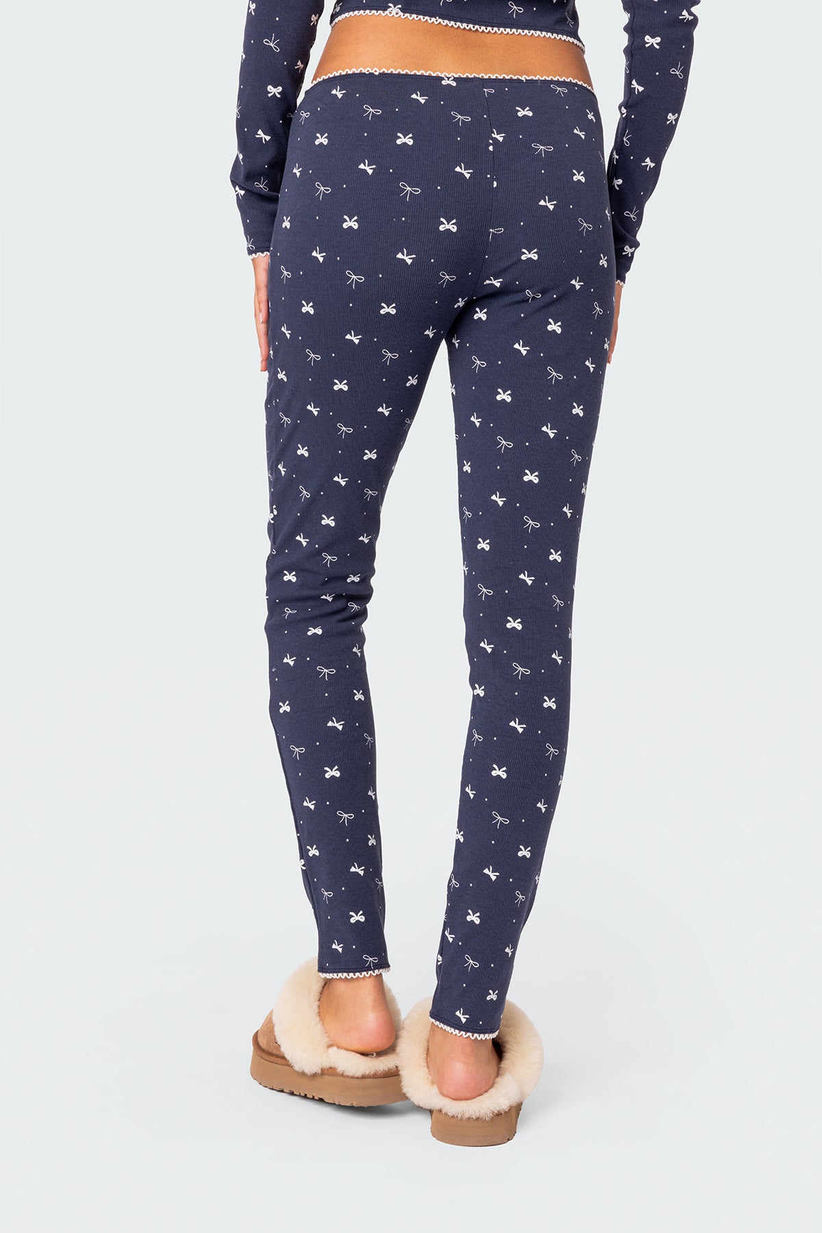 Bradley Bow Print Ribbed Pajama Leggings