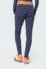 Bradley Bow Print Ribbed Pajama Leggings