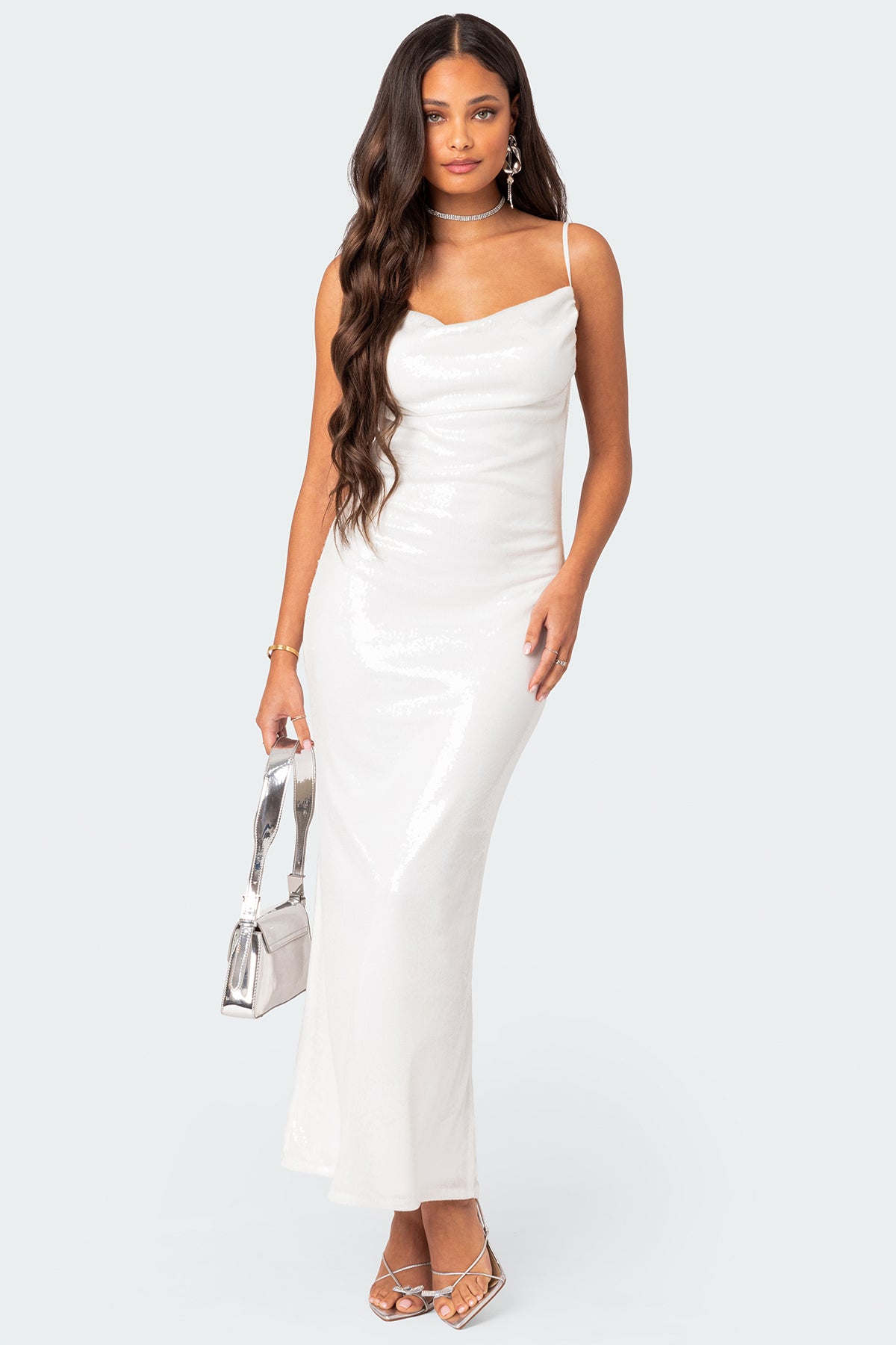 Nellie Sequin Open Back Maxi Dress