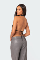 Draped Scoop Neck Open Back Top