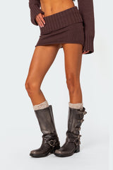 Gino Fold Over Knit Mini Skirt